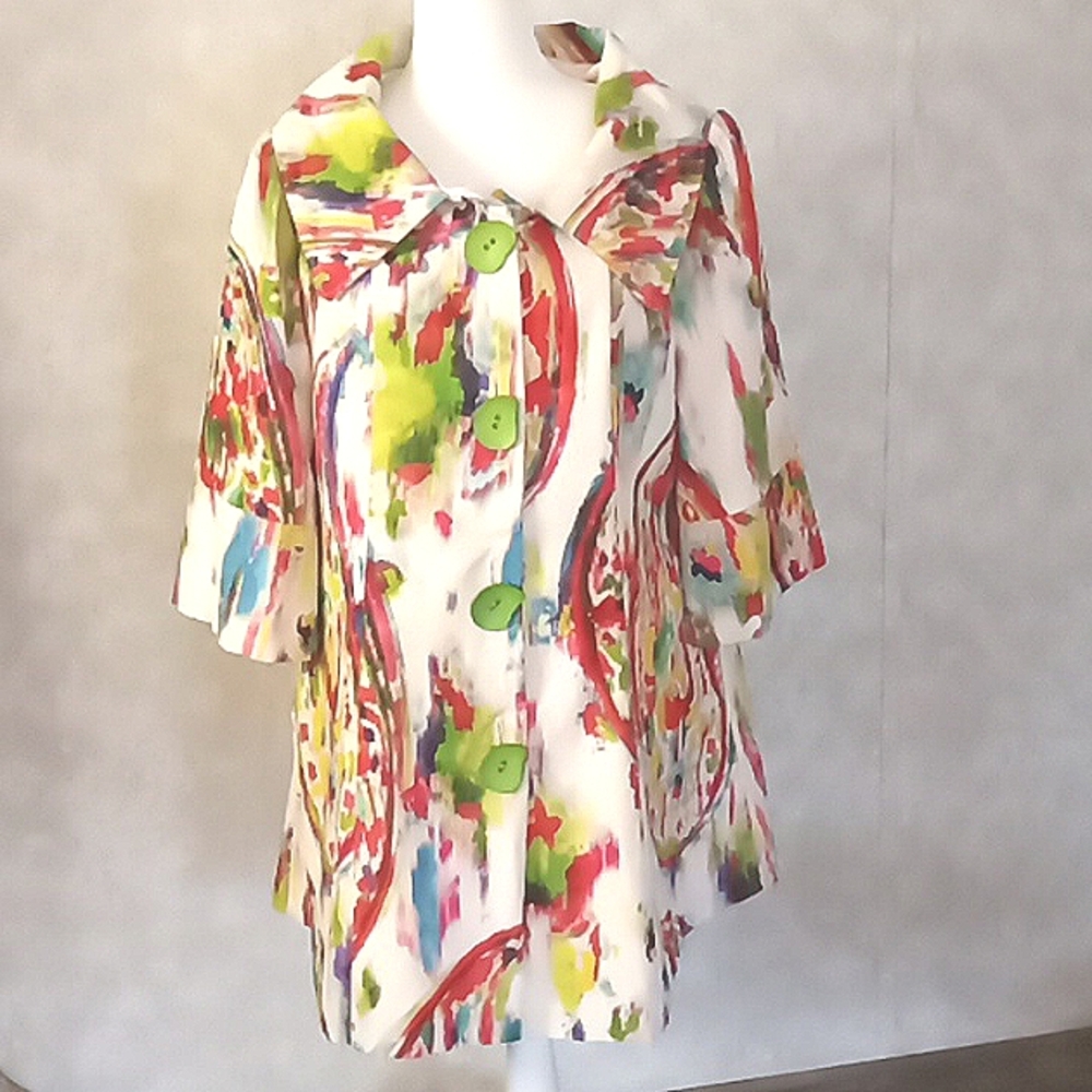 Womens Swing Style Multi Color Womens Coat, Art To Wear, A Line, dress coat/ Med